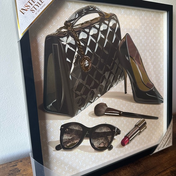 Luxury Designer Wall Art Decor Black Fashion Set 14x14” Framed Plexiglass NWT - Picture 5 of 7